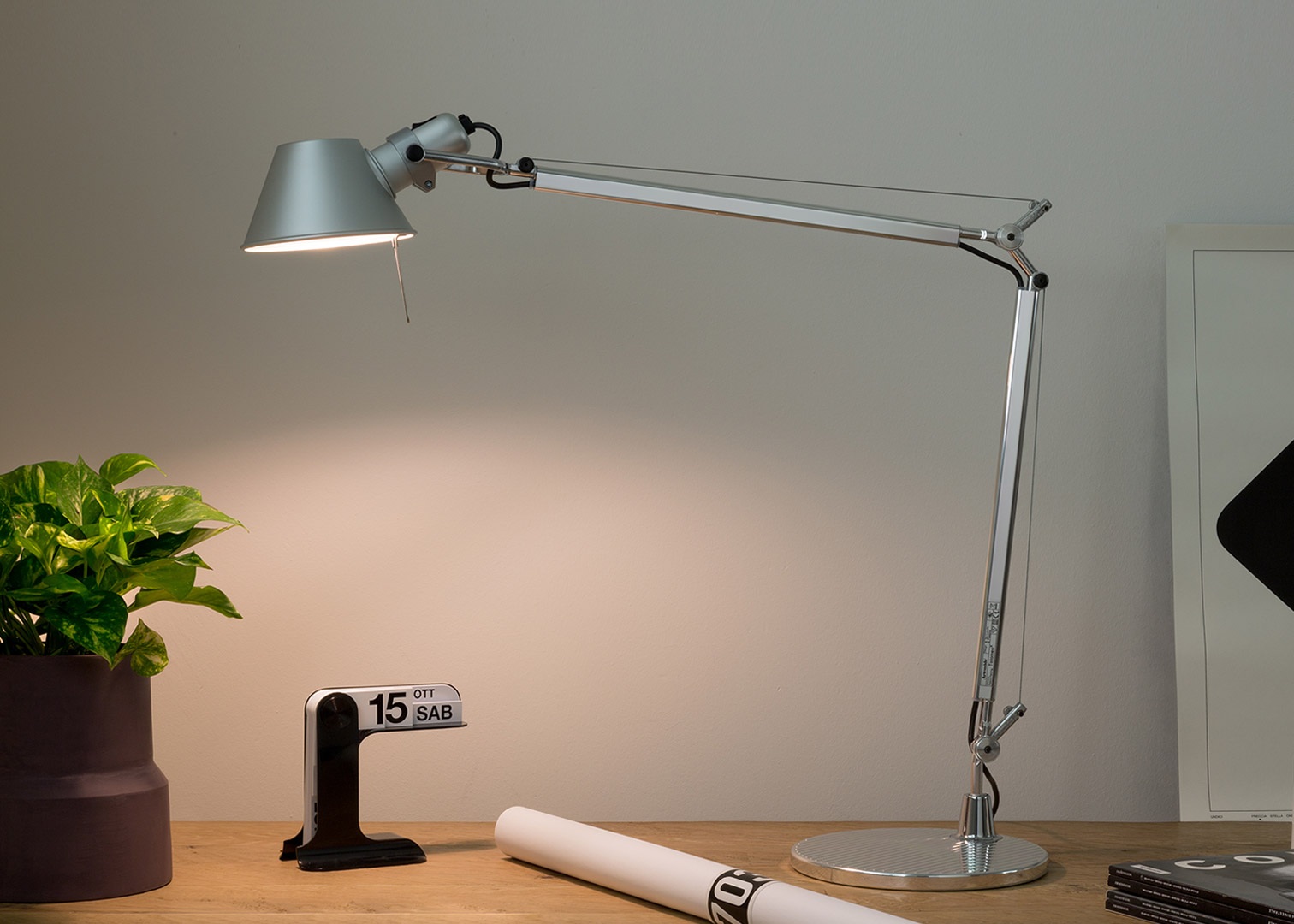 Artemide Tischleuchte + Fuß Tolomeo Table - Aluminium Metal grey E27 - NEU Abverkauf aus Lagerbestand