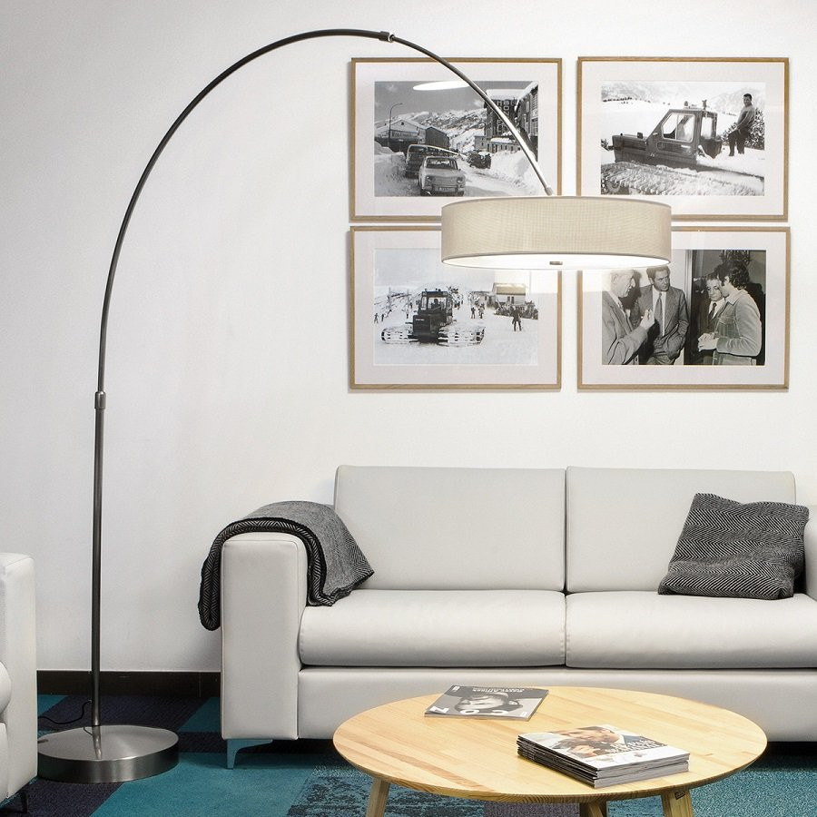 IRIS Bogenleuchte (Schirm: Grau / Body: chrom poliert) 3x E27 - Abverkauf aus Showroom