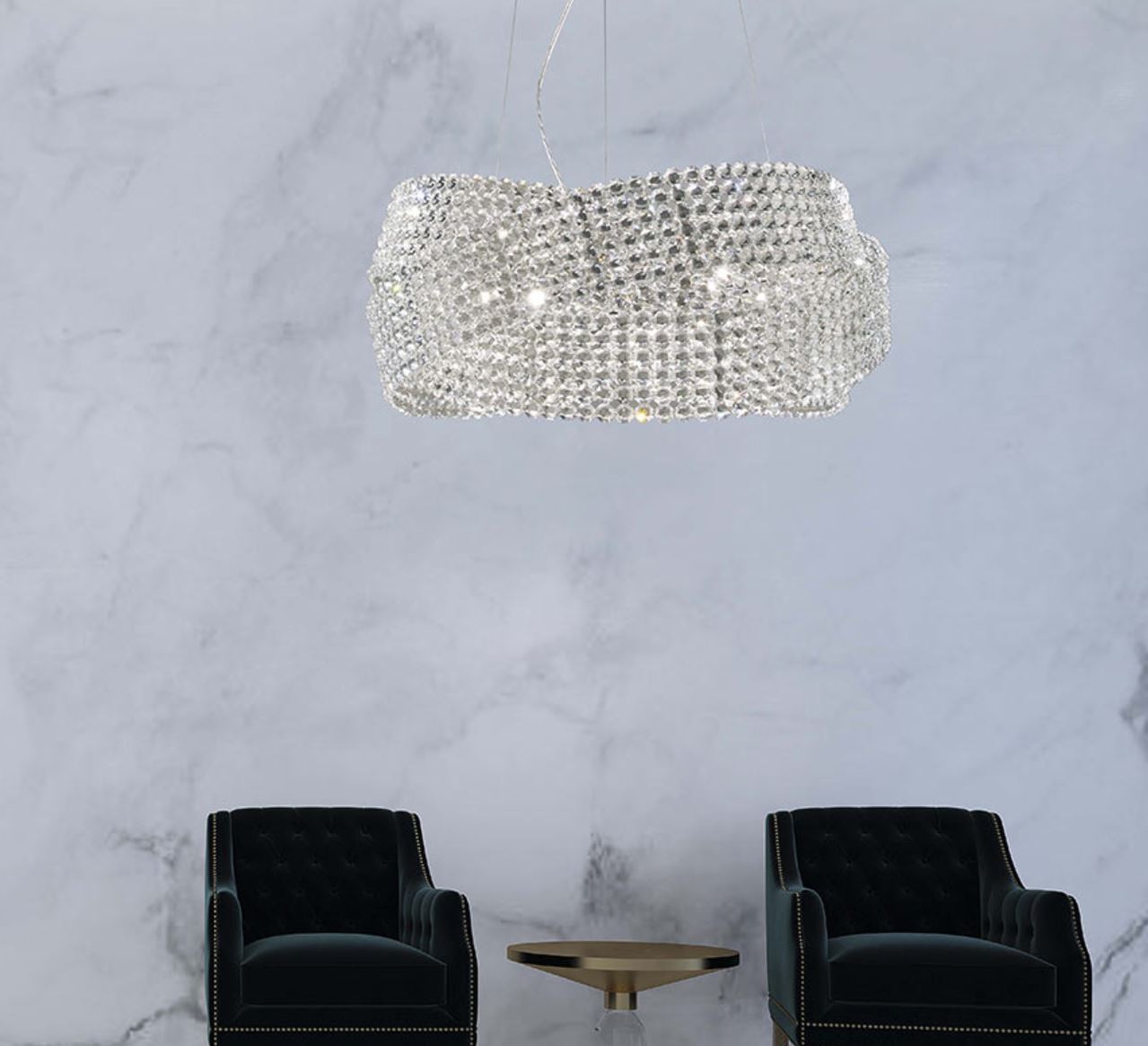 Diamante Kristallglas Pendelleuchte 65cm von Sergio Marchetti  - Abverkauf aus Showroom
