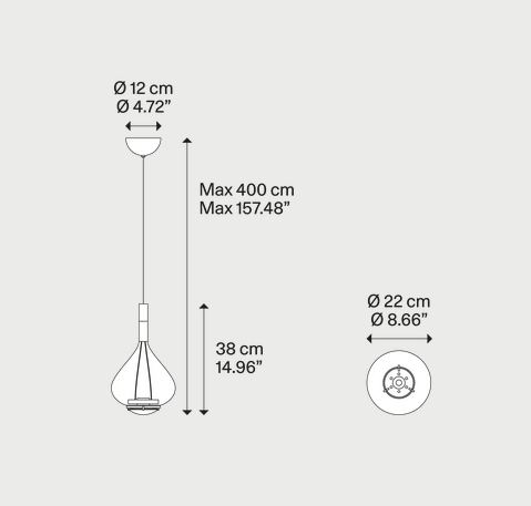 LED Pendelleuchte Skyfall medium von lodes - Glossy Bronze - 2700K - Abverkauf aus Lagerbestand